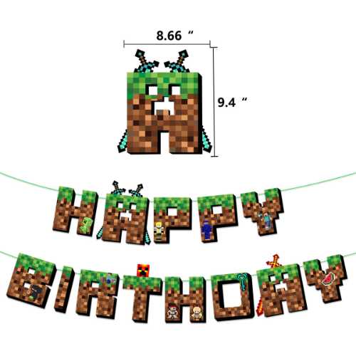 Minecraft Happy Birthday Letter Banner | Party Supplies Singapore ...