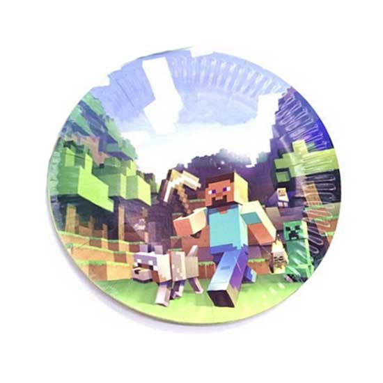 Minecraft Party Plates to set the cake table. From Party Supplies Singapore.
