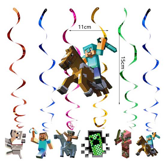 Minecraft Party Swirl Decoration for the gaming fan's party. From Party Supplies Singapore.