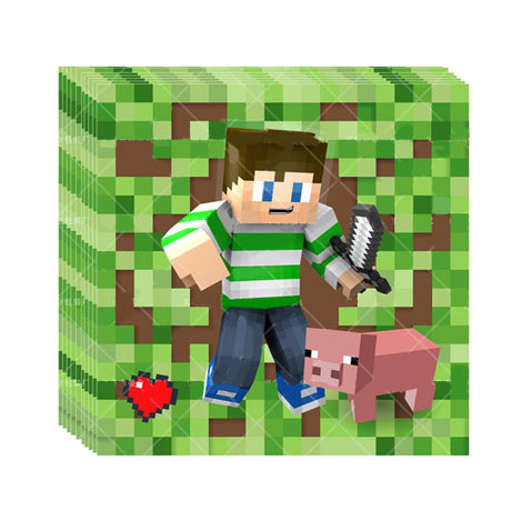 Minecraft Pixels Party Napkins for the dessert table.