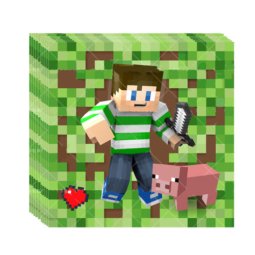 Minecraft Pixels Party Napkins for the dessert table.