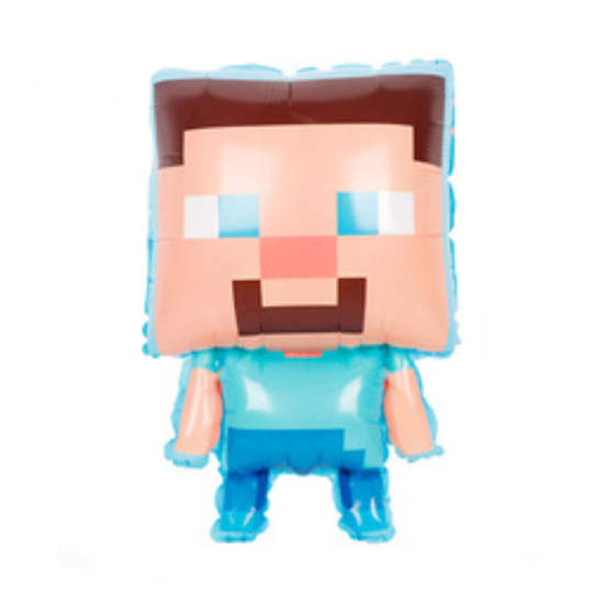 Steve from Minecraft in a balloon