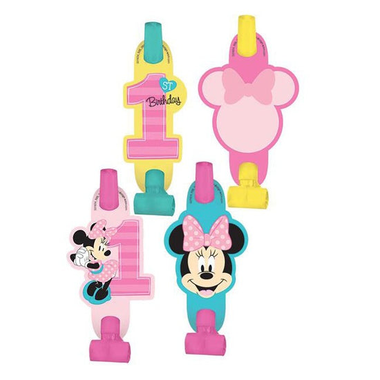 These noiseless Minnie Mouse Blowouts feature four trendy designs: 2 with Minnie, 1 with the words 1st Birthday and 1 with a Minnie Mouse shaped head.