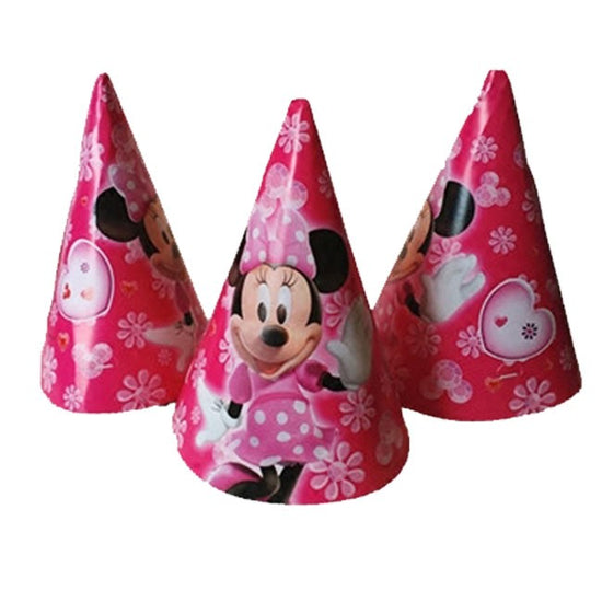 Load image into Gallery viewer, Pink Minnie Mouse Party Cone Hats for the guests to be dressed up for birthday celebration mood. Great item and cheap price at the SG No 1 Party Store .
