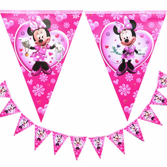 Sweet and Pinkish Minnie Mouse Flag Banners are exactly what you need for your birthday decoration. Get some really nice photos with your friends and family.