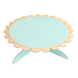 Mint green cake stand for dessert treats or birthday cake display.