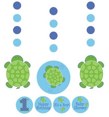 Load image into Gallery viewer, Mr Turtle Hanging Decorations for under the sea themed birthday party decoration!
