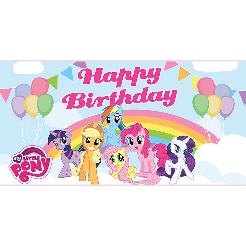 My Little Pony Backdrop poster banner with Pinkie Pie, Rainbow Dash, Twilight Sparkle, Apple Jack and Fluttershy.