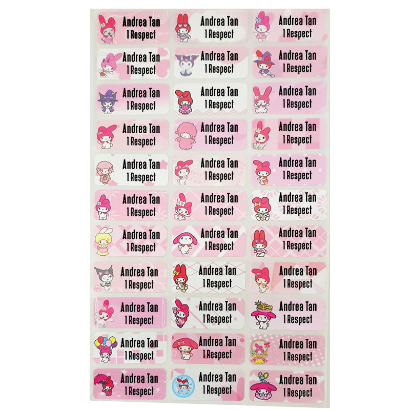 My Melody themed waterproof stickers for the little ones to label their items in school. Great gift for Children's Day or for Birthday goodie bags.