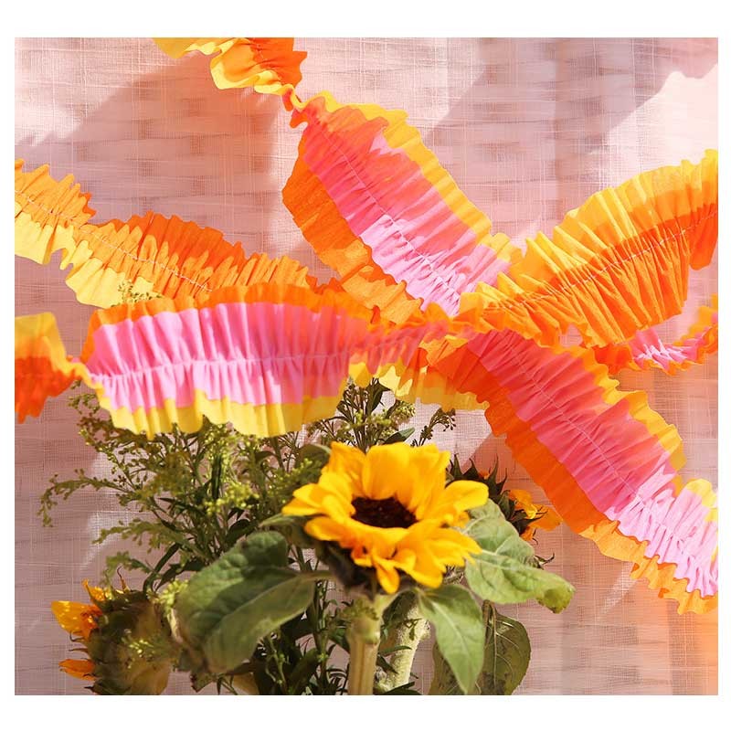 Orange Pink Yellow Crepe Paper Party Streamer