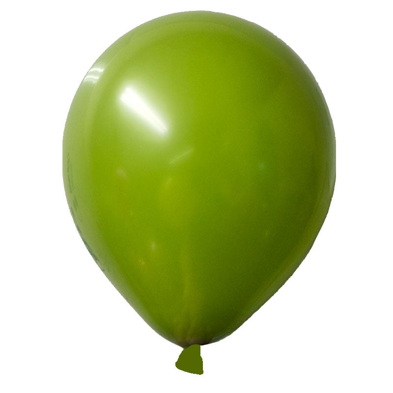 Olive Green Coloured Matt Latex Balloons can be filled will air or helium.