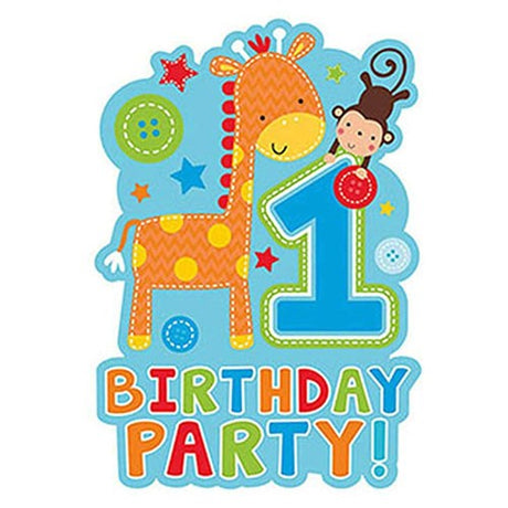 Cute and adorable jungle animal themed invitation cards for the 1st birthday party.