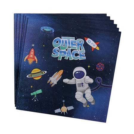 Load image into Gallery viewer, Outerspace Fun party with astronauts, galaxy and planets!  Package includes 16 party napkins to match your Outer Space Astronaut party theme.
