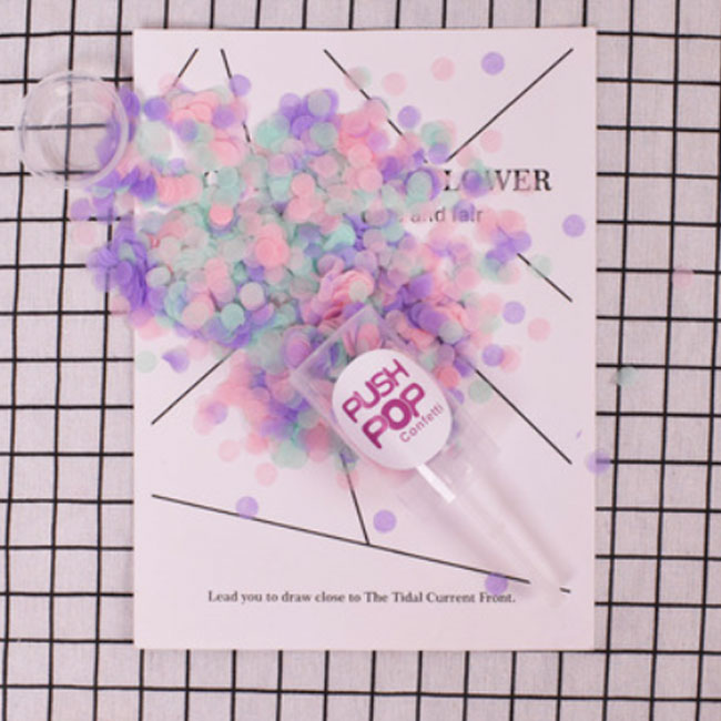 Pastel Coloured Confetti in a Push Pop.