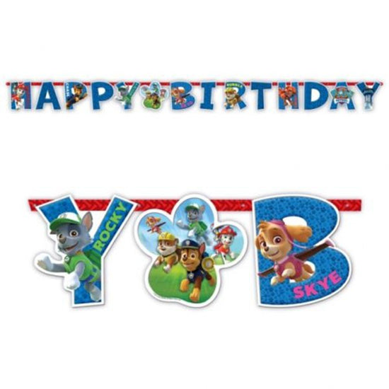 Load image into Gallery viewer, Colourful Paw Patrol Birthday Banner adds on the spices to the party decoration.
