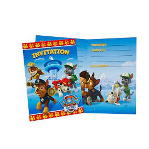 Load image into Gallery viewer, Singapore No 1 wholesale party store selling this colourful Paw Patrol Party Invitation cards. Make this party one that all your best friends come and celebrate with you. Featuring Chase, Marshall, Rubble and Skye.
