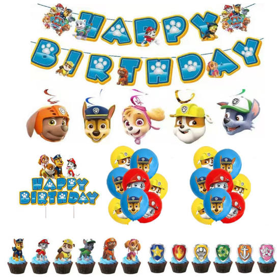 Paw Patrol Party Kit for you to create an elaborated Birthday Party decoration without spending alot.