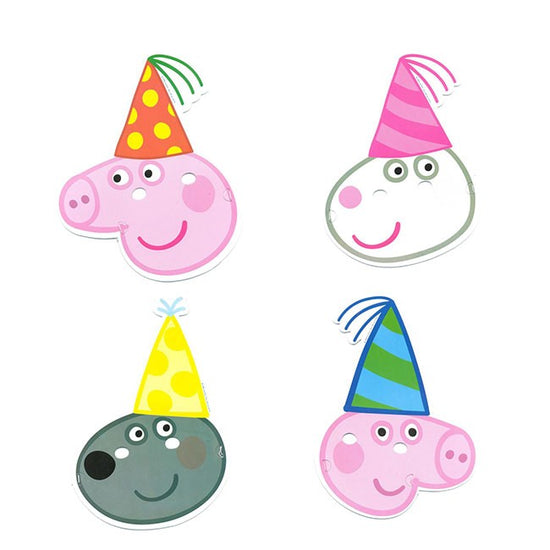 Cool Peppa, George, Suzy and Danny.face mask for out sweet guest birthday party guests.