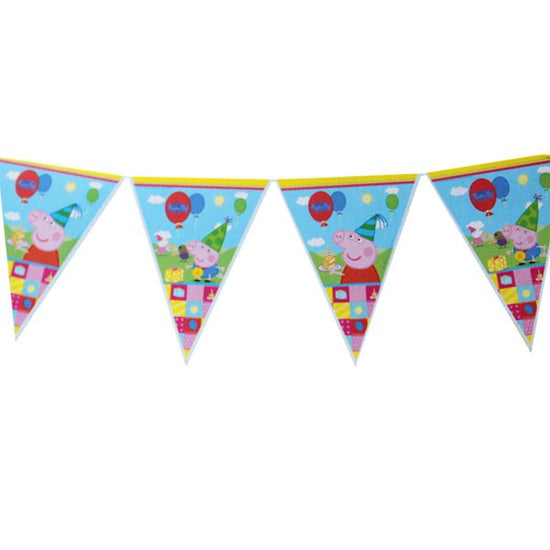 Peppa Pig flag banners totally enhances the entire party layout and fel.