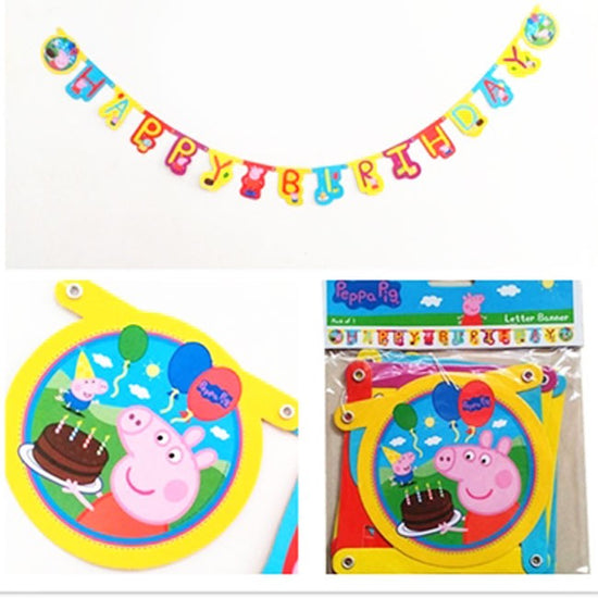 Lovely Peppa Pig birthday banner for you to dress up the party backdrop with a loud "Happy Birthday!"