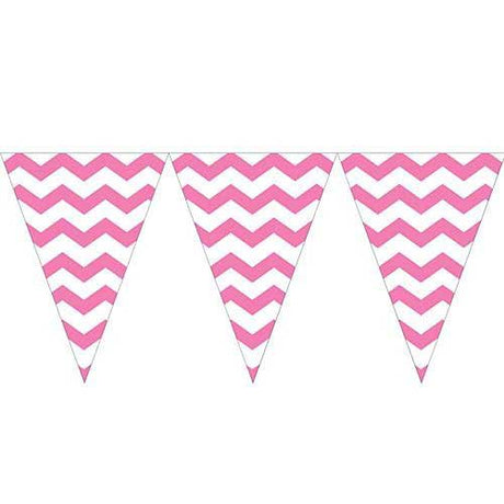 Pink Chevron Triangle Party Bunting Flag Banners.