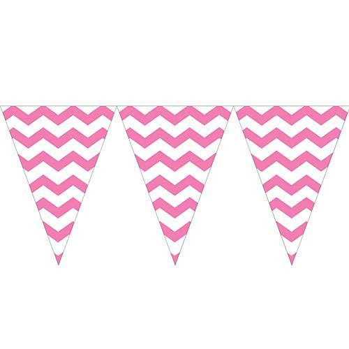 Pink Chevron Triangle Party Bunting Flag Banners.
