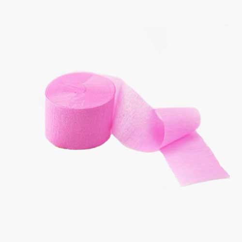 Pink Crepe Paper party streamers for birthday party decoration.