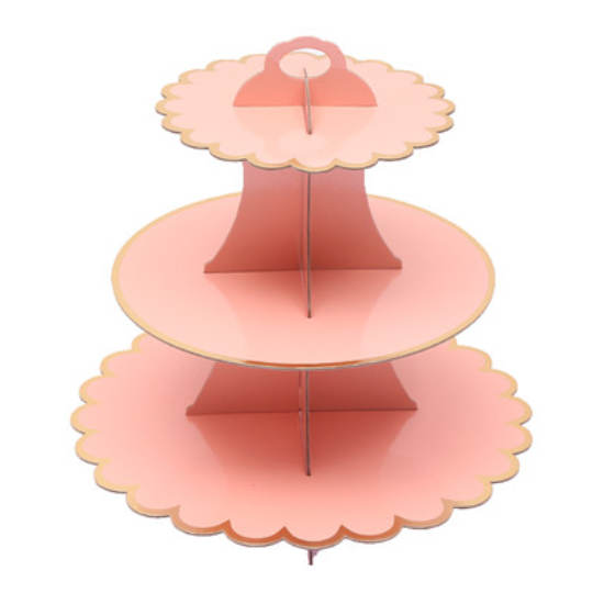 Pink cupcake stand with golden trimming