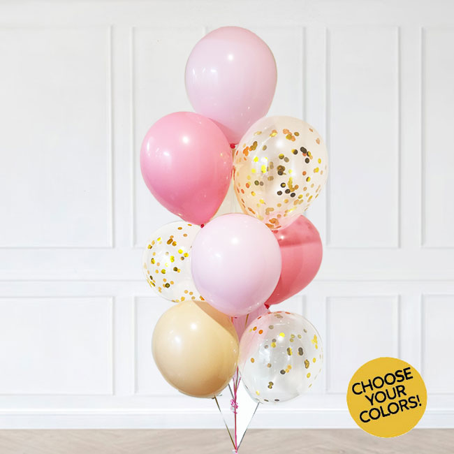 Load image into Gallery viewer, Beautiful Combination of 12&amp;quot; Confetti Latex Balloons &amp;amp; 12&amp;quot; Metallic Colored Latex Balloons.
