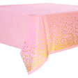 Lovely Baby Pink Table Cover for the sweet baby party. The golden dots simply enhance the look with elegance.