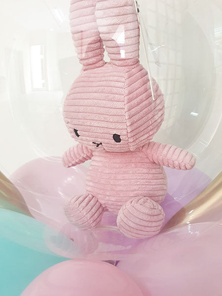 Pink Miffy Bunny wrapped in a crystal balloon.