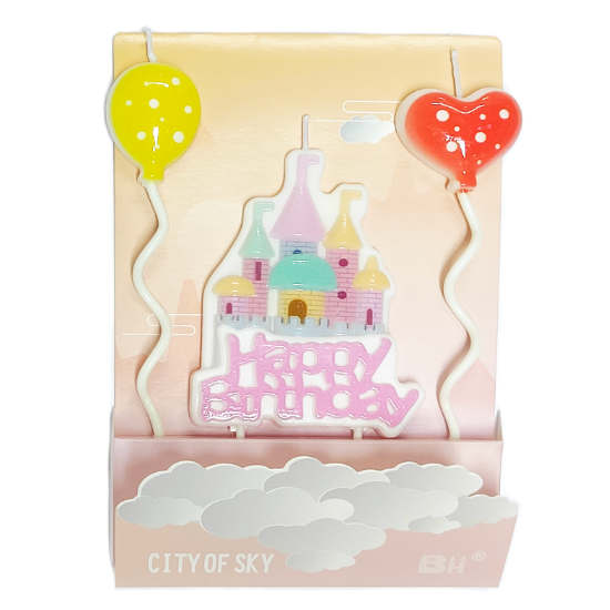 Pink Castle Happy Birthday Candle Set.