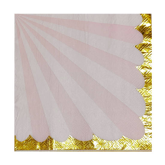 Pink Stripes Gold Foil Paper Napkins (10pc)