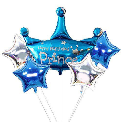 Happy Birthday Prince Blue Balloon bouquet.
