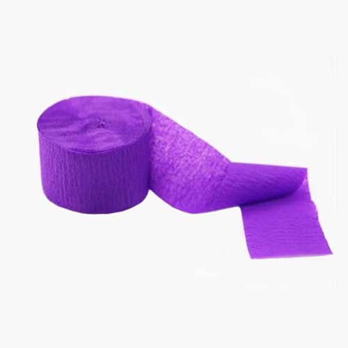 Purple Crepe Paper party streamers for birthday party decoration.