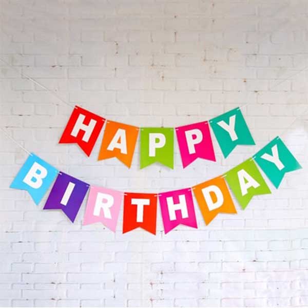 Delightful and colourful happy birthday banner for an unforgettable birthday celebration. 
