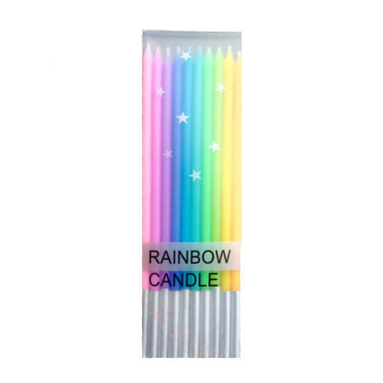 Colourful Rainbow long candles.