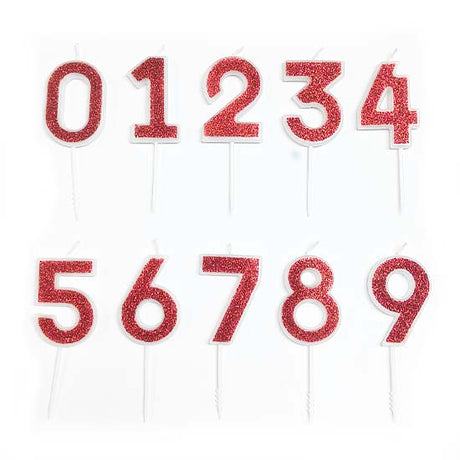Red Glitter Number Candles  Great for birthday cake or cupcakes decoration!