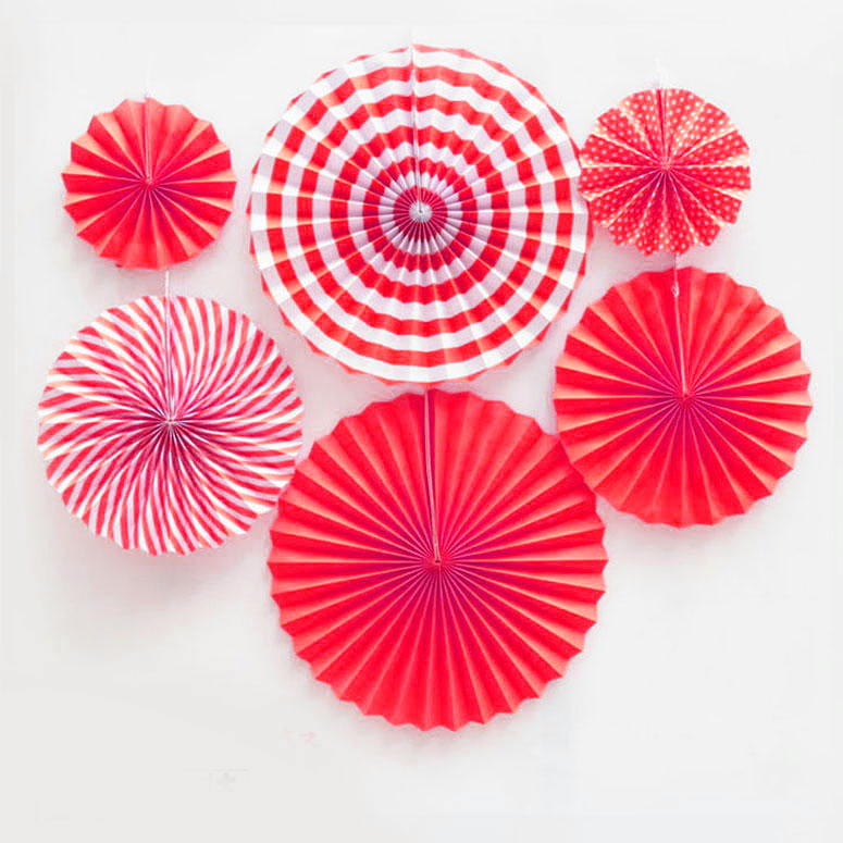 Load image into Gallery viewer, Red paper fan party decoration set for your cars themed party
