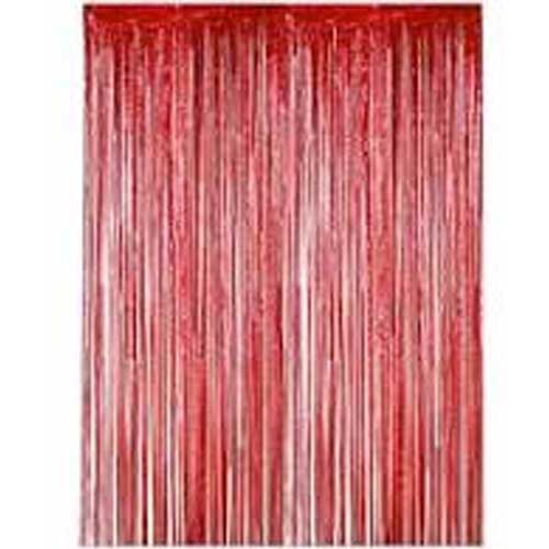 Red tinsel foil streamer backdrop for prop, wedding, anniversary or birthday.