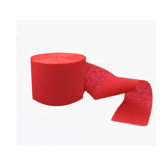 Red Crepe Paper party streamers for birthday party decoration.