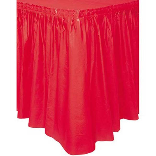 Red table skirting for party decoration
