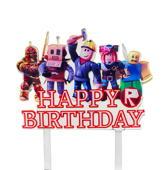 Load image into Gallery viewer, Roblox themed acrylic cake topper with the colourful gaming characters.
