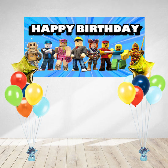 Rpblox Banner and balloon decoration for the gamer's birthday party!