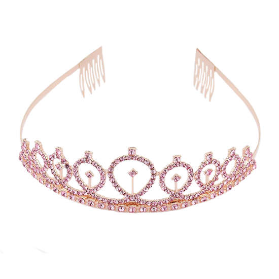Rose Gold with Pink Diamanté Tiara Crown