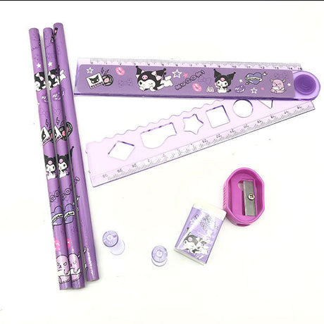 Each set comes with a extendable ruler, sharpener, pencils and eraser.