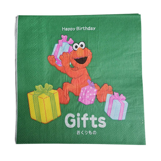 Elmo party napkin for the Sesame Street Birthday table set up.