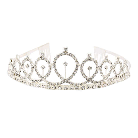 Silver Glitter Diamanté Tiara Crown