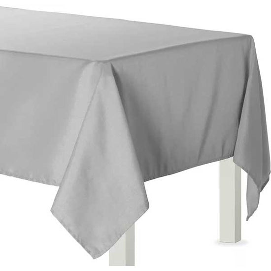 Load image into Gallery viewer, Silver tablecover for a classic set up for a nice birthday or wedding party
