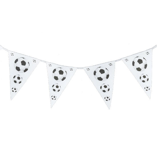 Soccer themed flag banner for the football fan's birthday party.
